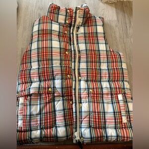 J. Crew Red Plaid Puffer Vest